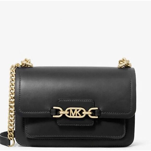 Michael Kors Heather Large Leather Shoulder Bag Black - Picture 1 of 7